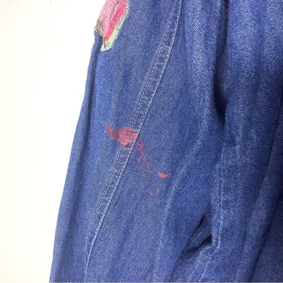 < Vintage Butterfly Embroidered Denim Shacket > - Picture 5 of 6